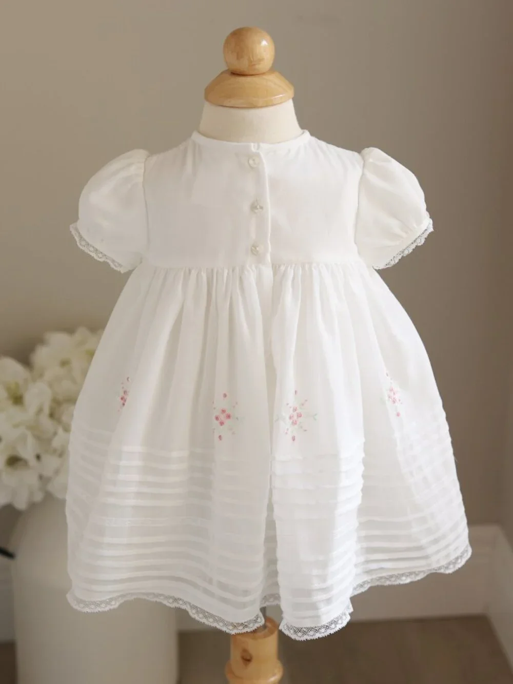 Off White Ivory Heirloom Dress STUNNING Pintuck Lace Embroidery Special Occasion
